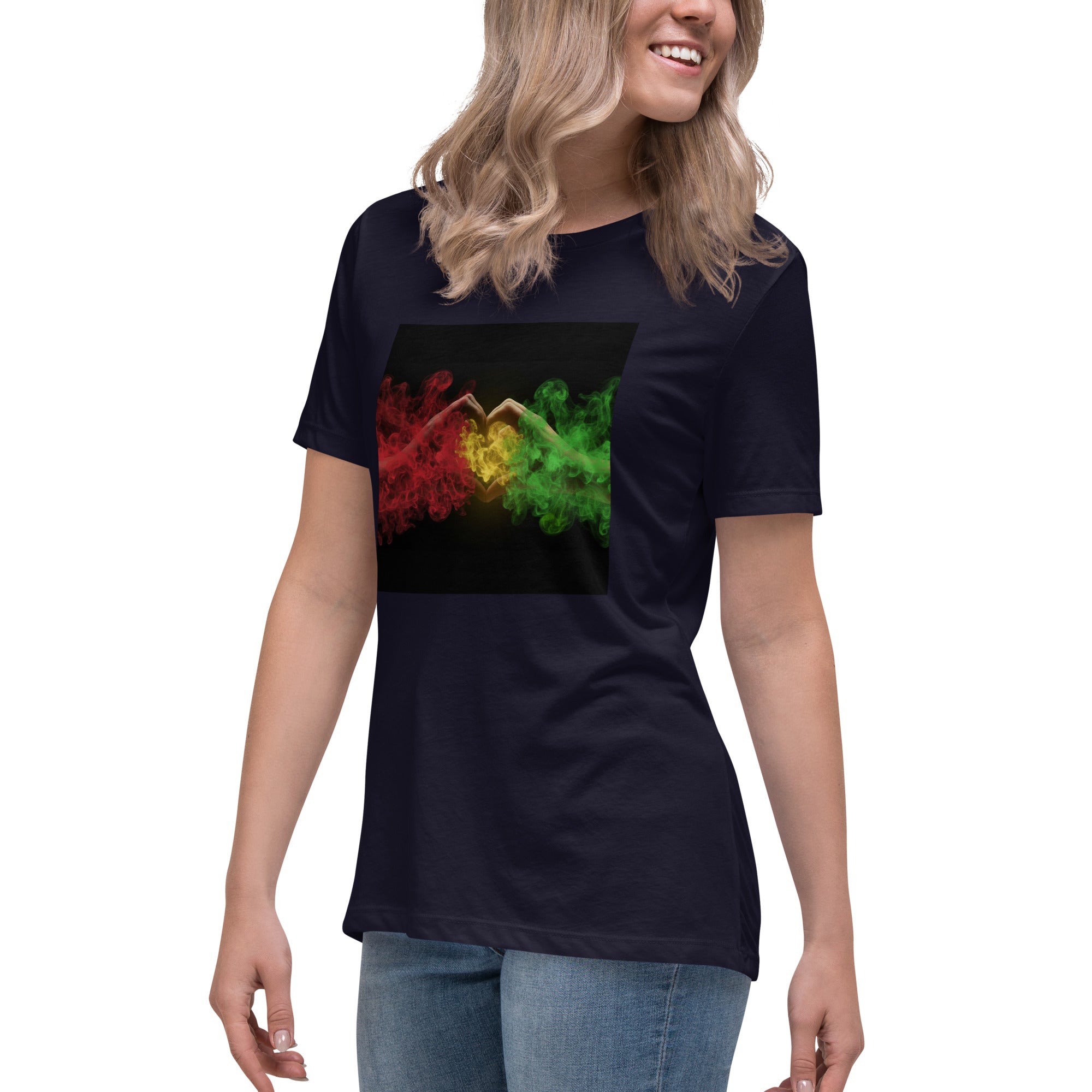 1Love Hand Hearts with One Love on back Women's Relaxed T-Shirt - ThatBoutqiueStore